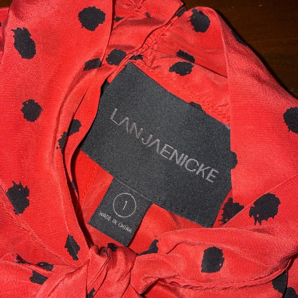 LAN JAENICKE RED POLKA DOT BLOUSE WITH BOW❤️ - Picture 6 of 11